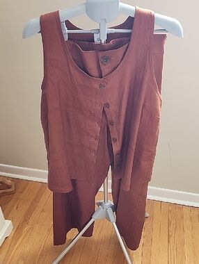CAbi 2PC Linen PANTSUIT WiTH BELT Fit Like An XL See Notes